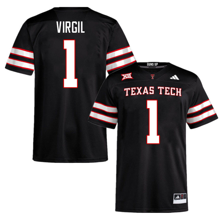 #1 Reggie Virgil Texas Tech Red Raiders Jerseys College Football Uniforms Stitched-Black #1 Reggie Virgil Texas Tech Red Raiders Jerseys College Football Uniforms Stitched-Black